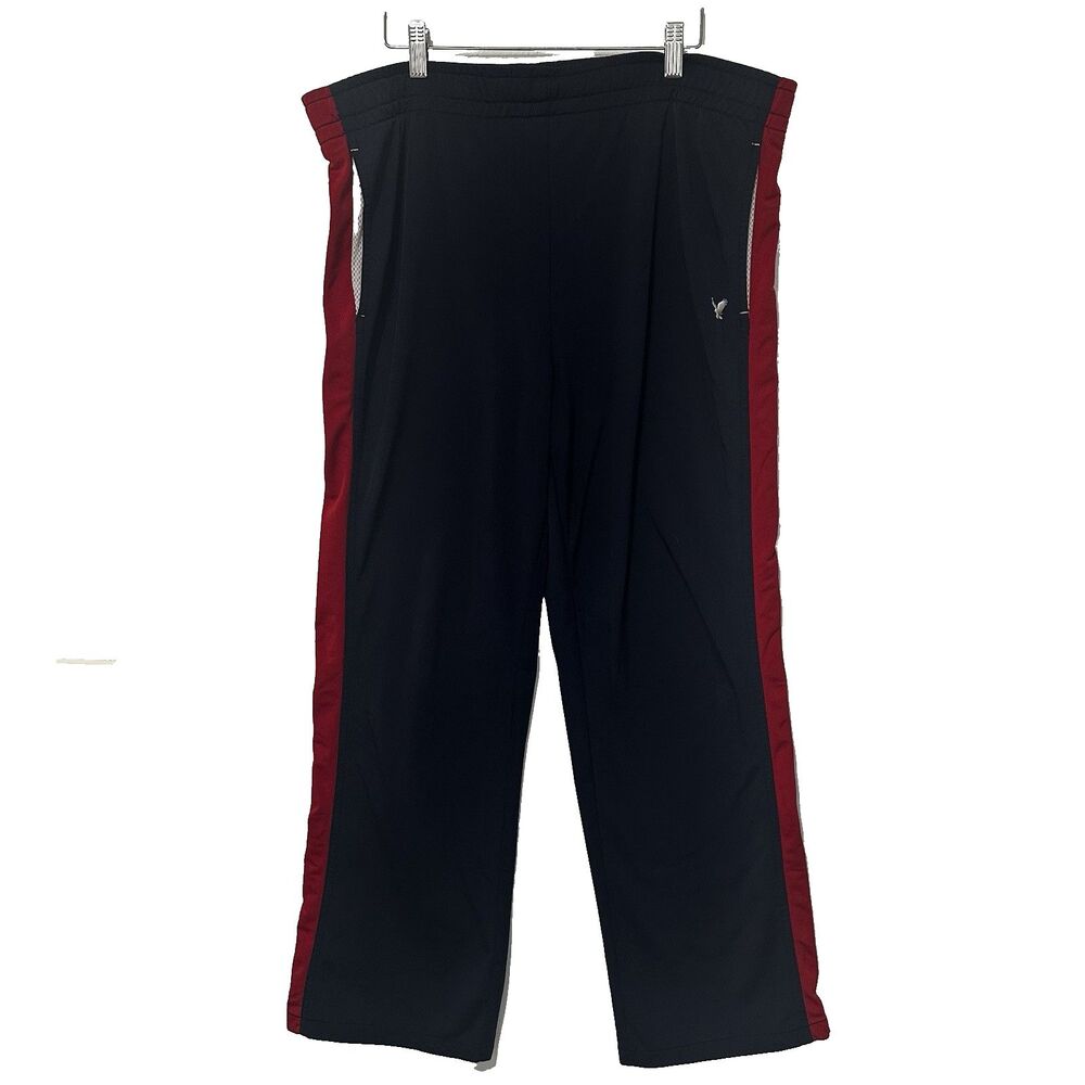American Eagle Men's Y2K 2000s Navy Red Drawstring Sweatpants Track Pants Large